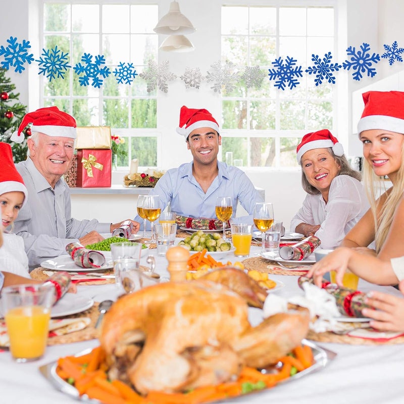 Whaline Snowflake Cut-Outs 48Pcs Glitter Blue Silver Snowflake Cutouts Double-Sided Holiday Cut-Outs with Glue Point for Winter Christmas Wonderland Frozen Party Home Decoration, Assorted Size - Image 5